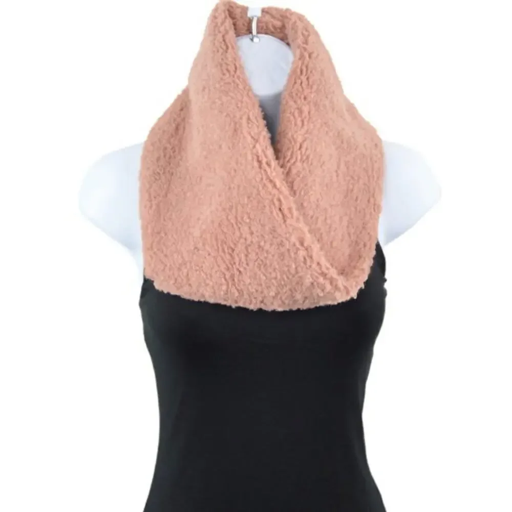 New! Rachel Roy Women's Layla Faux Fur Neck Warmer Snood Scarf Pink